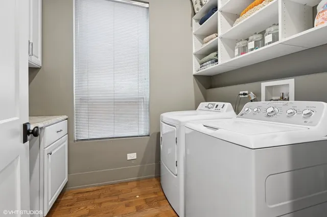 a utility room with dryer and washer