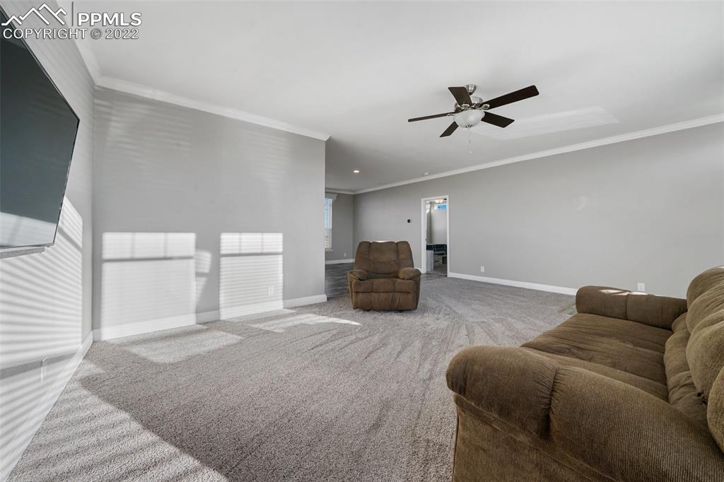 11255 Berridge Road Calhan, CO 80808 - Photo 8 of 30 a living room with furniture a ceiling fan and a rug
