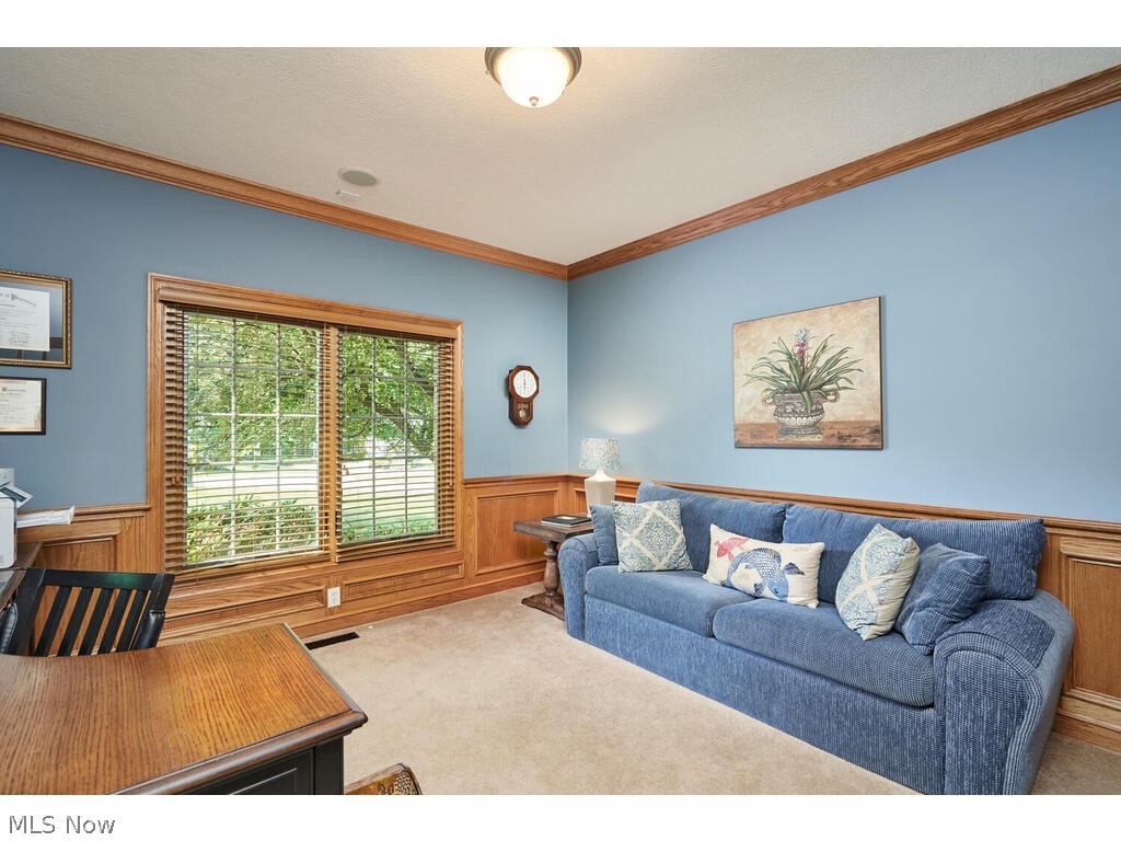 3735 Roberts Ridge Akron, OH 44333 - Photo 15 of 45 Carpeted living room with crown molding