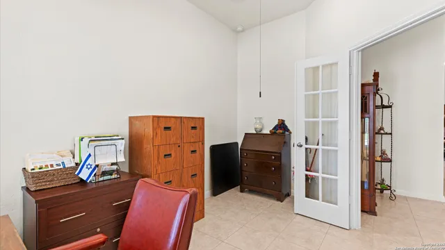 a room with closet and mirror