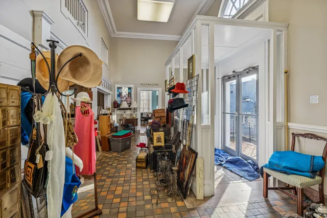 a room with lots of wooden furniture