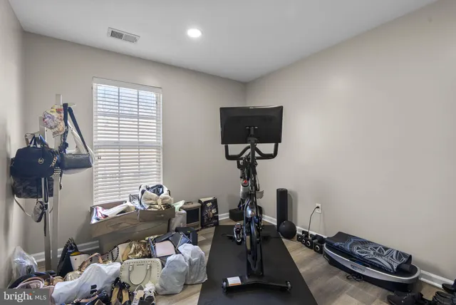 a room with gym equipment