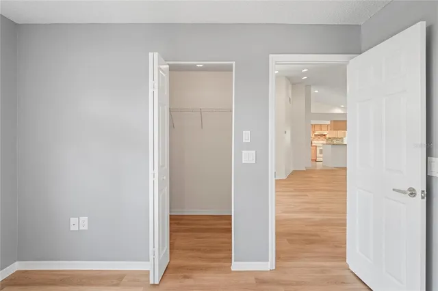 a view of a room with a large window