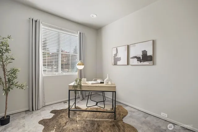 a dining room with table and chair