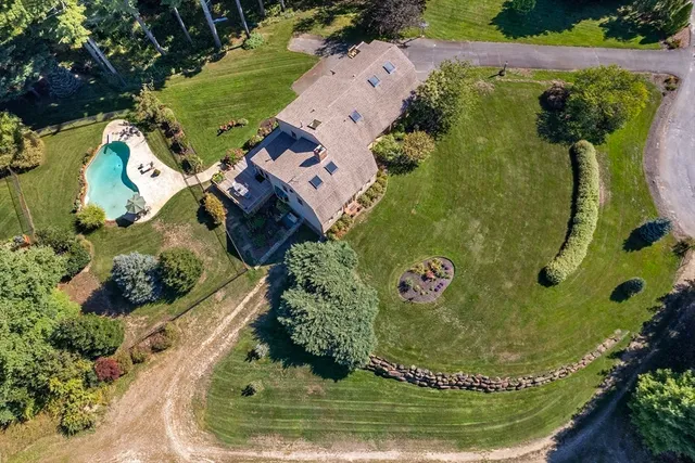 an aerial view of a house