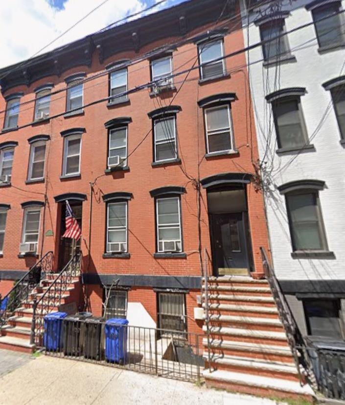 a front view of a multi story building