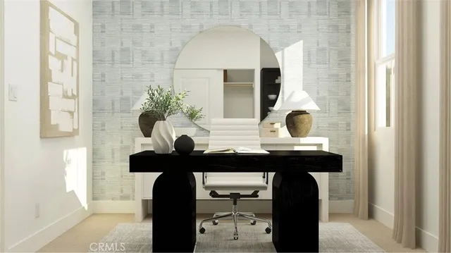 a bathroom with a sink a mirror and next to a window