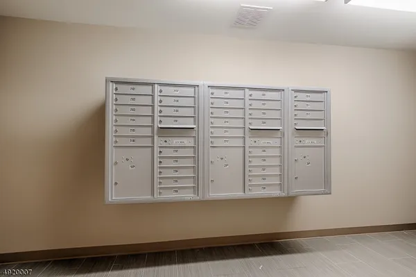 a view of a backyard with large trees