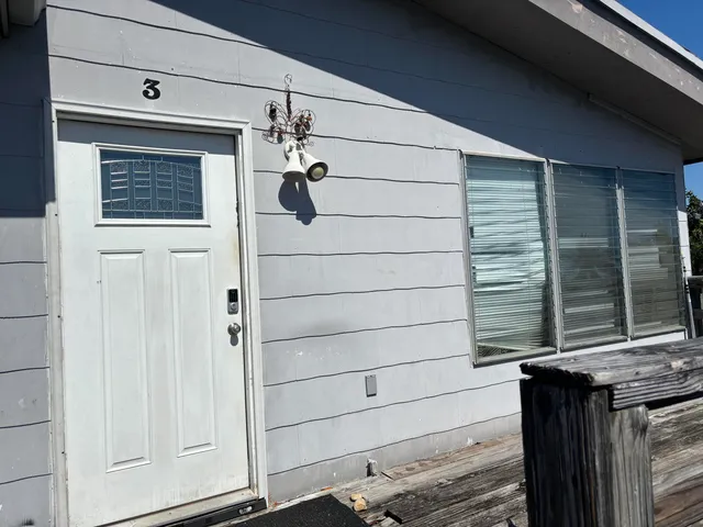 a view of wooden door