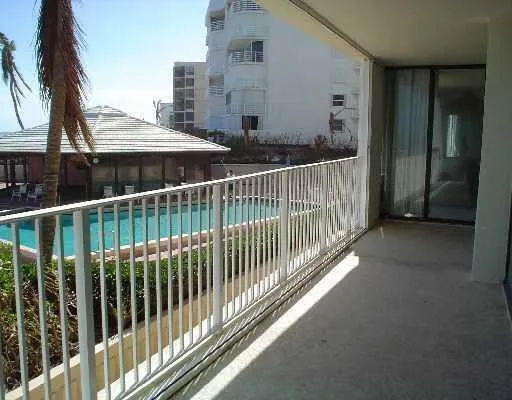 a view of a bathtub in a balcony