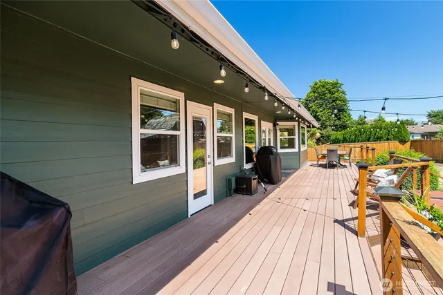 a view of a balcony with chairs