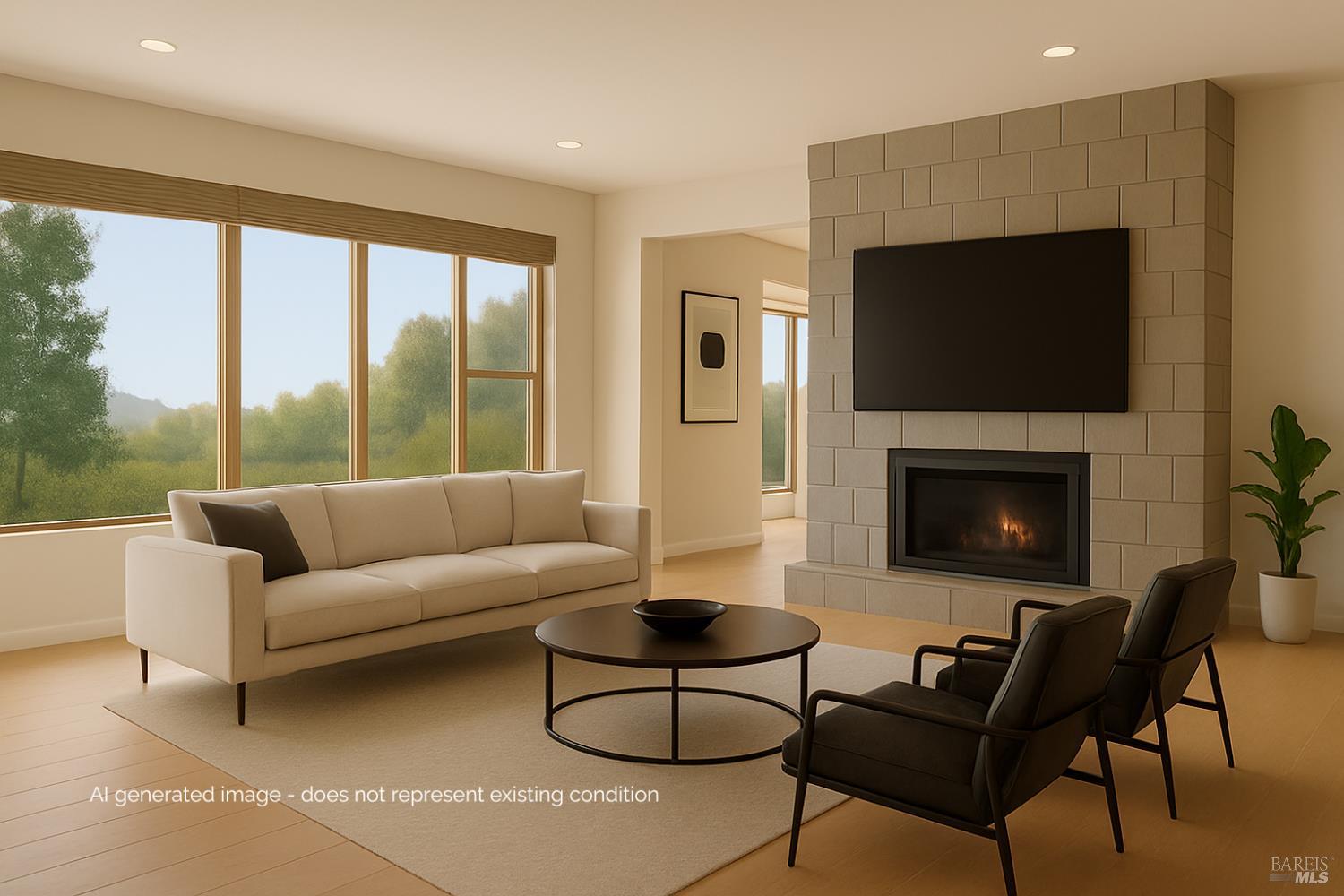 4133 Orr Ranch Road Santa Rosa, CA 95404 - Photo 24 of 50 a living room with furniture a large window and a fireplace