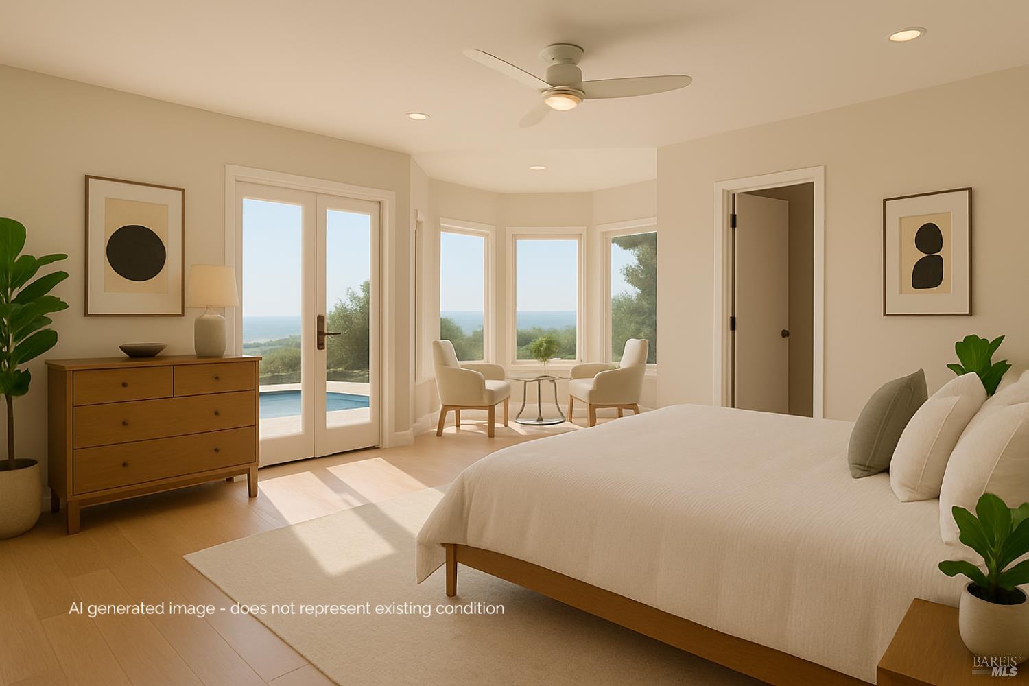 4133 Orr Ranch Road Santa Rosa, CA 95404 - Photo 28 of 50 a bedroom with a bed and large windows