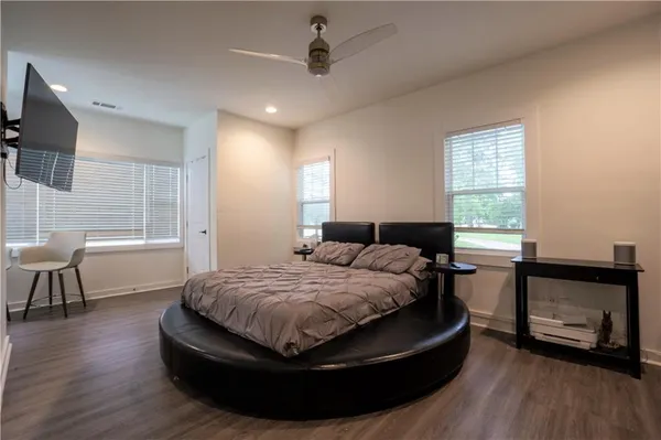 a bathroom with a double vanity sink and mirror