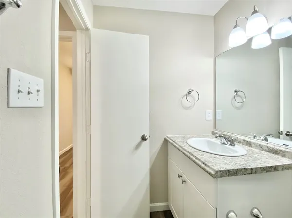 a bathroom with a bathtub