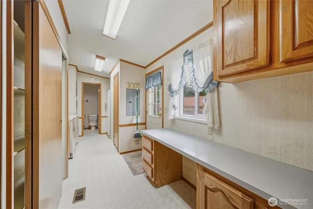 a view of a kitchen with an outdoor space