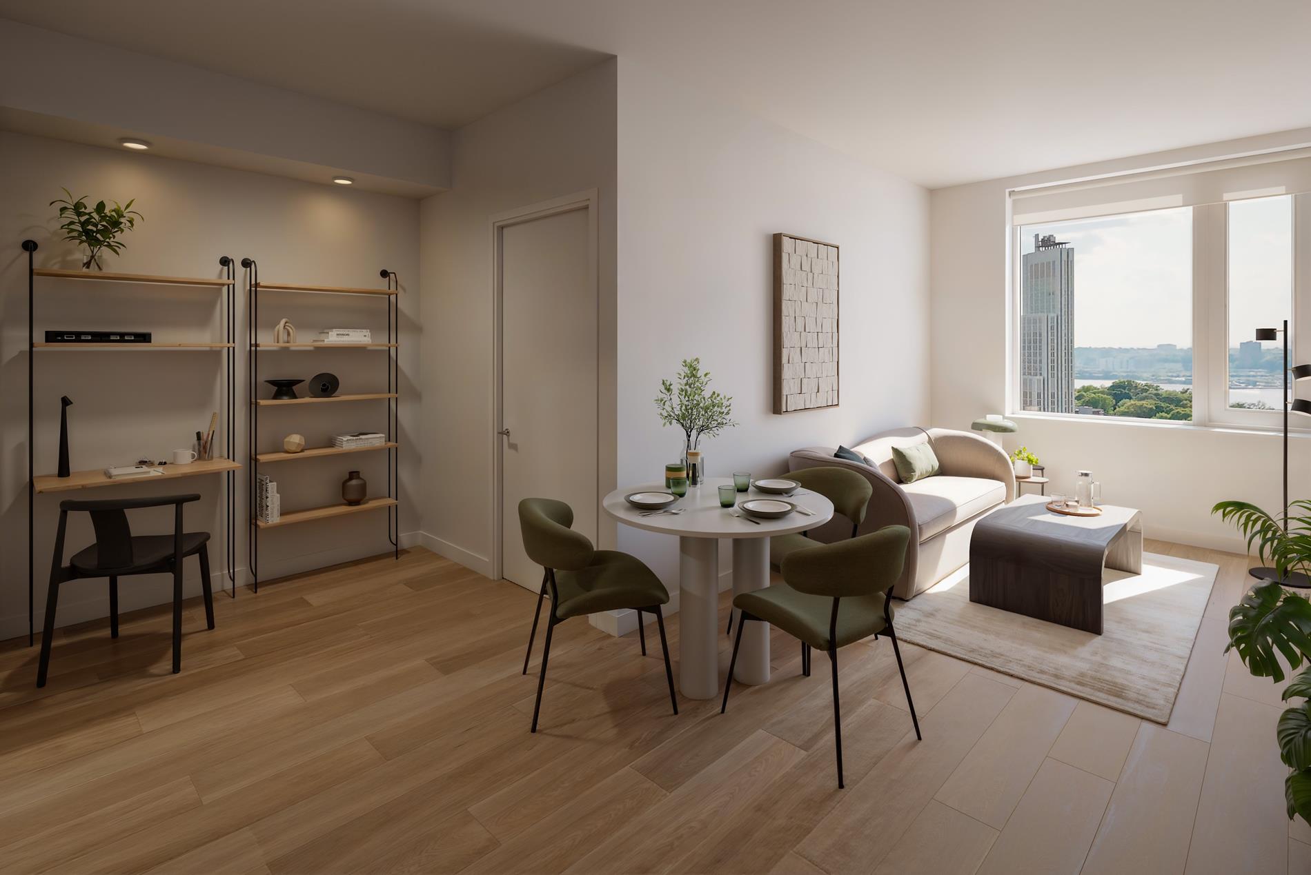 1440 Amsterdam Avenue, Unit 1707 Manhattan, NY 10027 - Photo 3 of 22 a view of a a dining room with furniture window and wooden floor