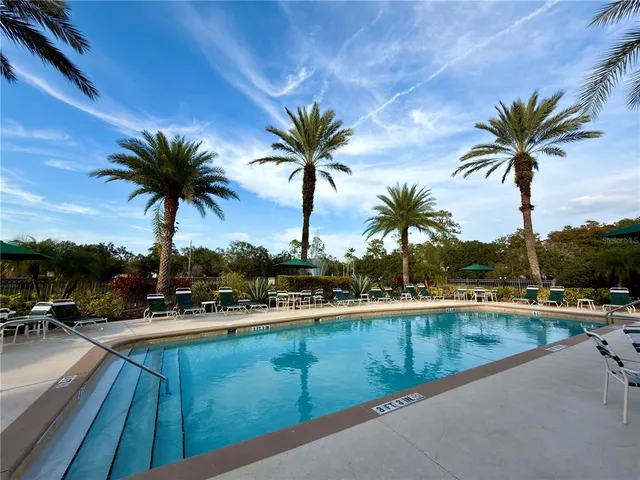 a view of outdoor space with palm trees