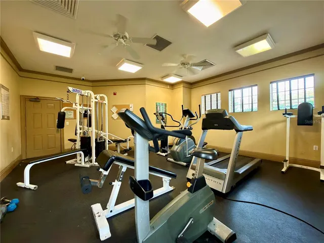 a view of a room with gym equipment