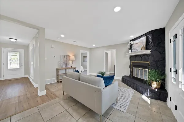 a living room with furniture