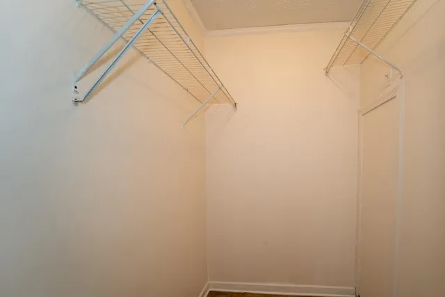 a view of small space with empty racks