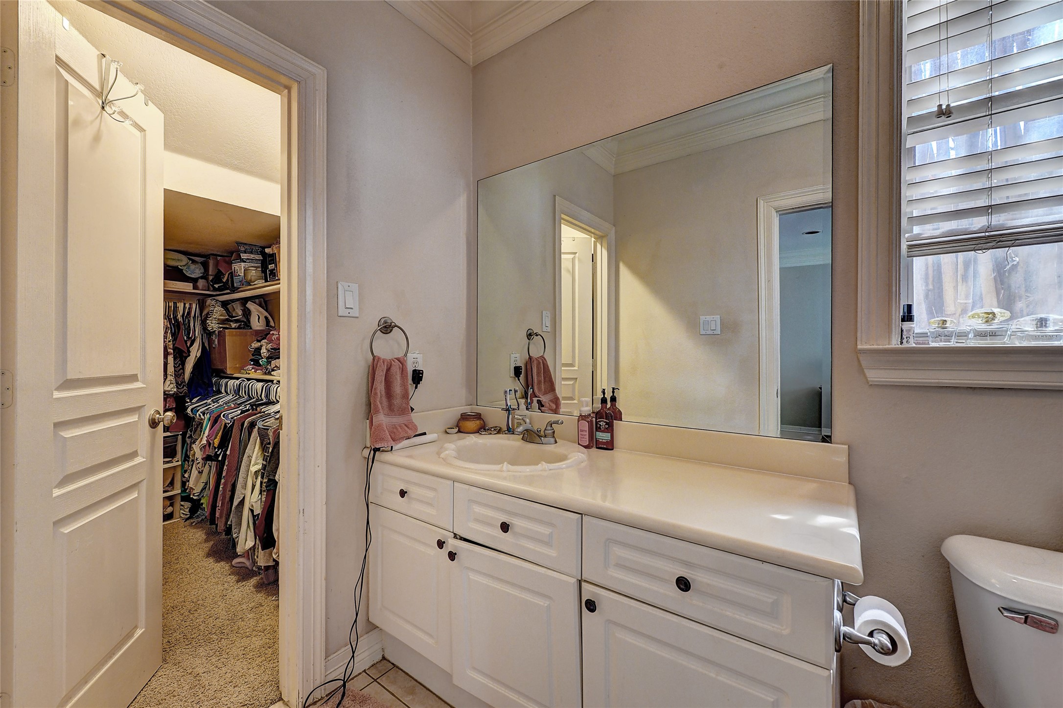 835 Rosine Street Houston, TX 77019 - Photo 3 of 18 a bathroom with a sink a toilet and a mirror
