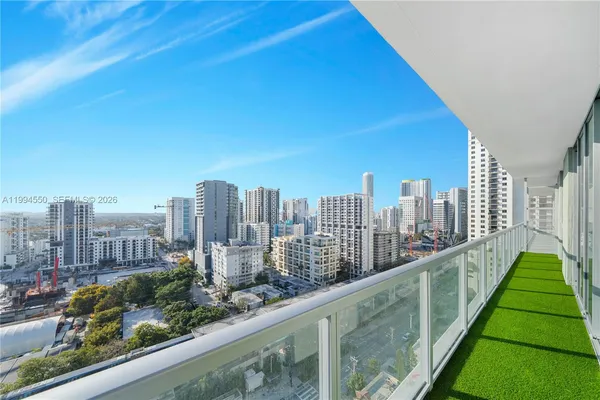 a view of a city from a balcony