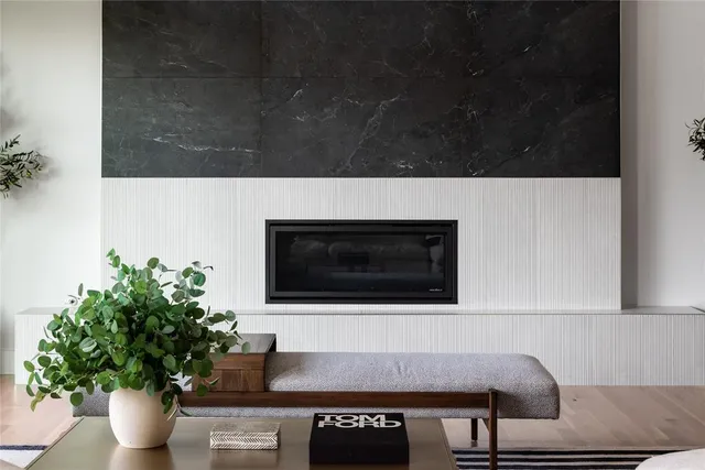 a view of a living room with a potted plant