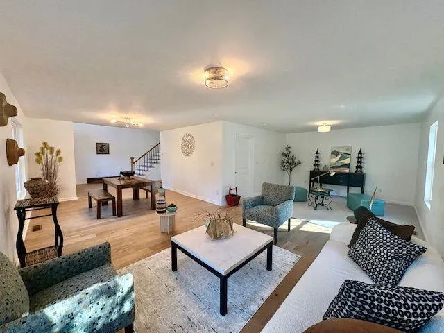 a living room with furniture