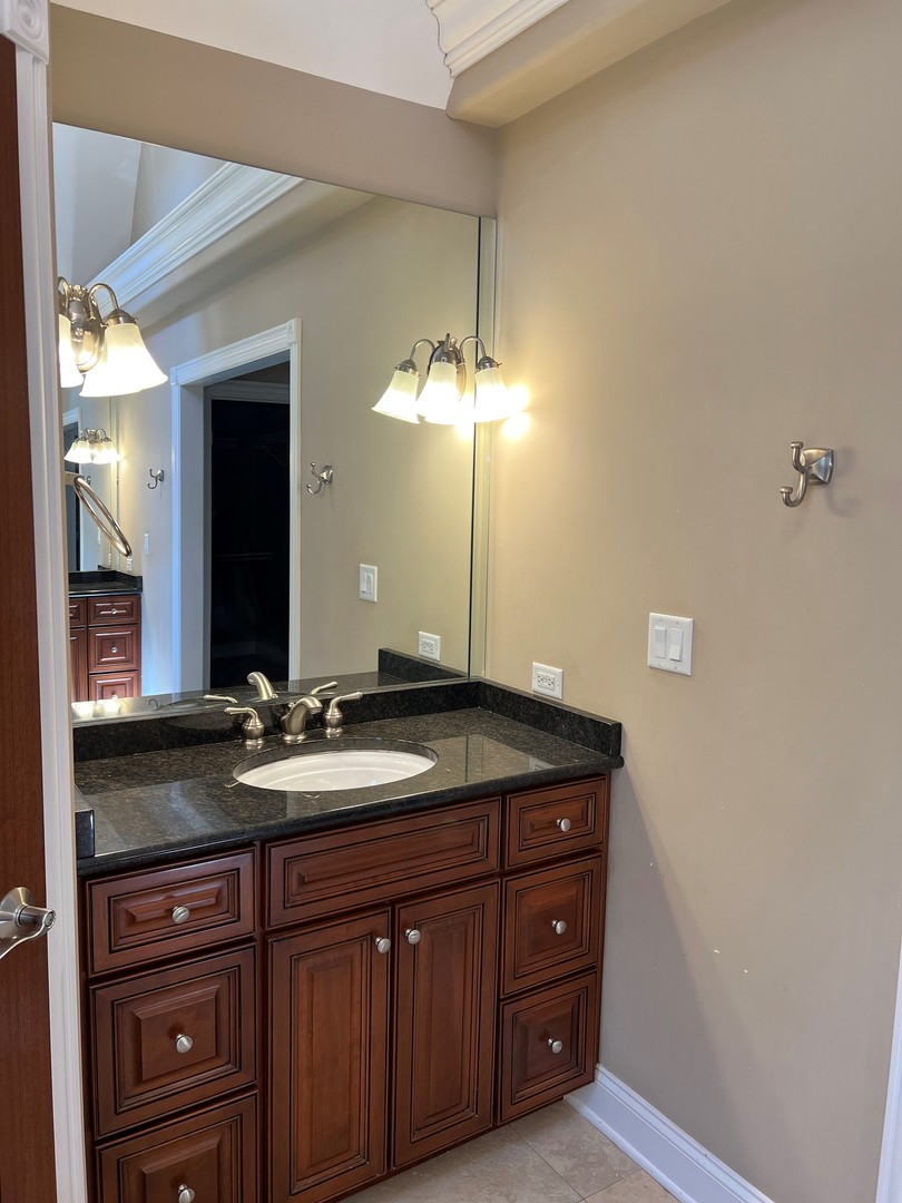 105 Fuller Road Hinsdale, IL 60521 - Photo 29 of 57 a bathroom with a granite countertop sink and a mirror