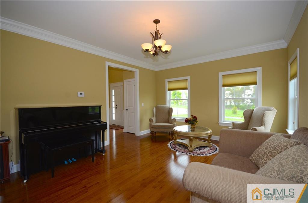 88 Dublin Road Skillman, NJ 08558 - Photo 21 of 22 a living room with furniture a fireplace and a chandelier