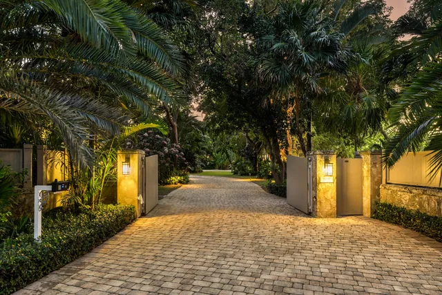 a view of outdoor space with trees all around