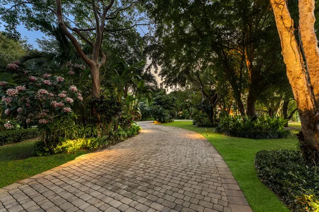 a view of a swimming pool and lounge chair
