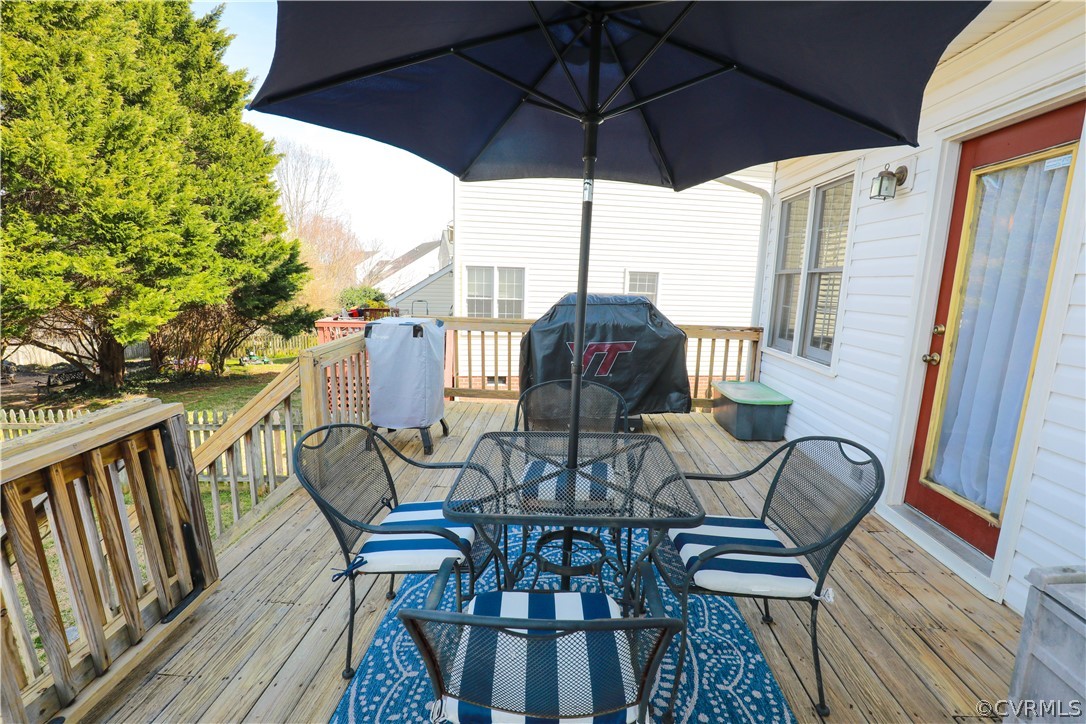 13824 Village Ridge Drive Midlothian, VA 23114 - Photo 39 of 43 a view of balcony with furniture and umbrella