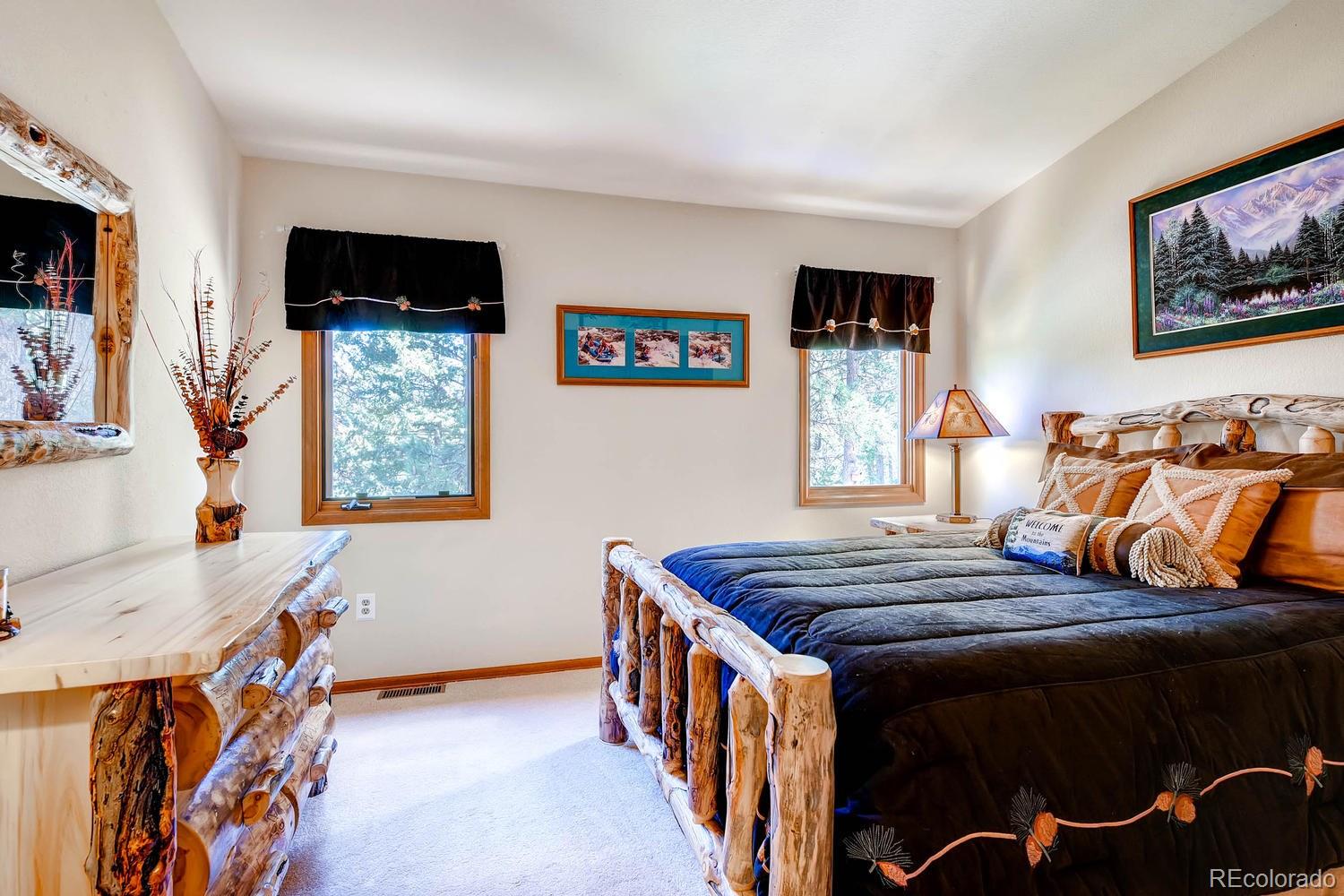 8045 Native Dancer Trail Evergreen, CO 80439 - Photo 16 of 29 a bedroom with furniture and a tv