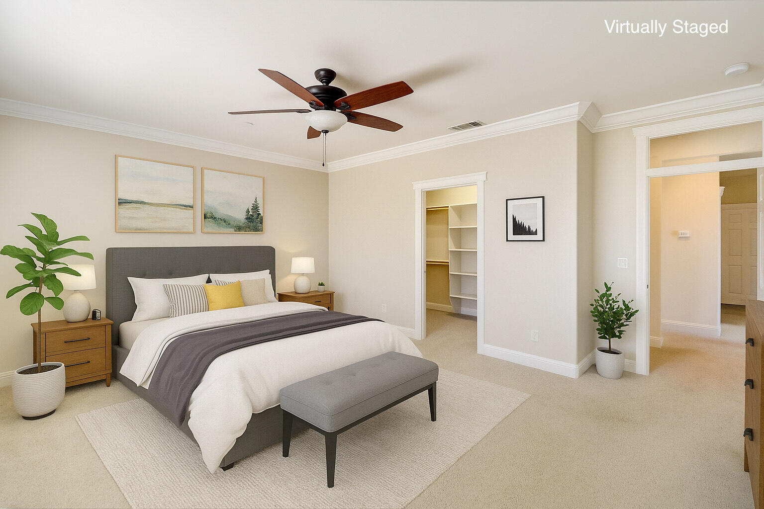 3863 Indian Wells Lane Redding, CA 96002 - Photo 27 of 63 a bed room with a bed and a potted plant