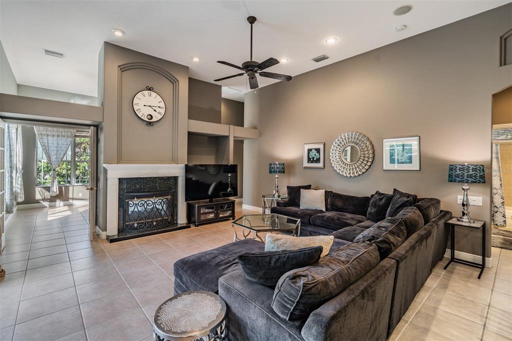 3727 Janus Way Palm Harbor, FL 34685 - Photo 10 of 98 a living room with furniture and a fireplace