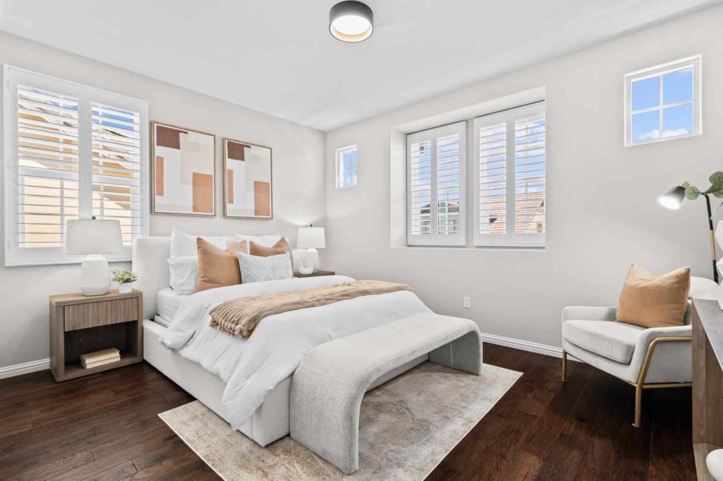 3406 Pyramid Way Mountain View, CA 94043 - Photo 15 of 41 a bedroom with a bed and wooden floor