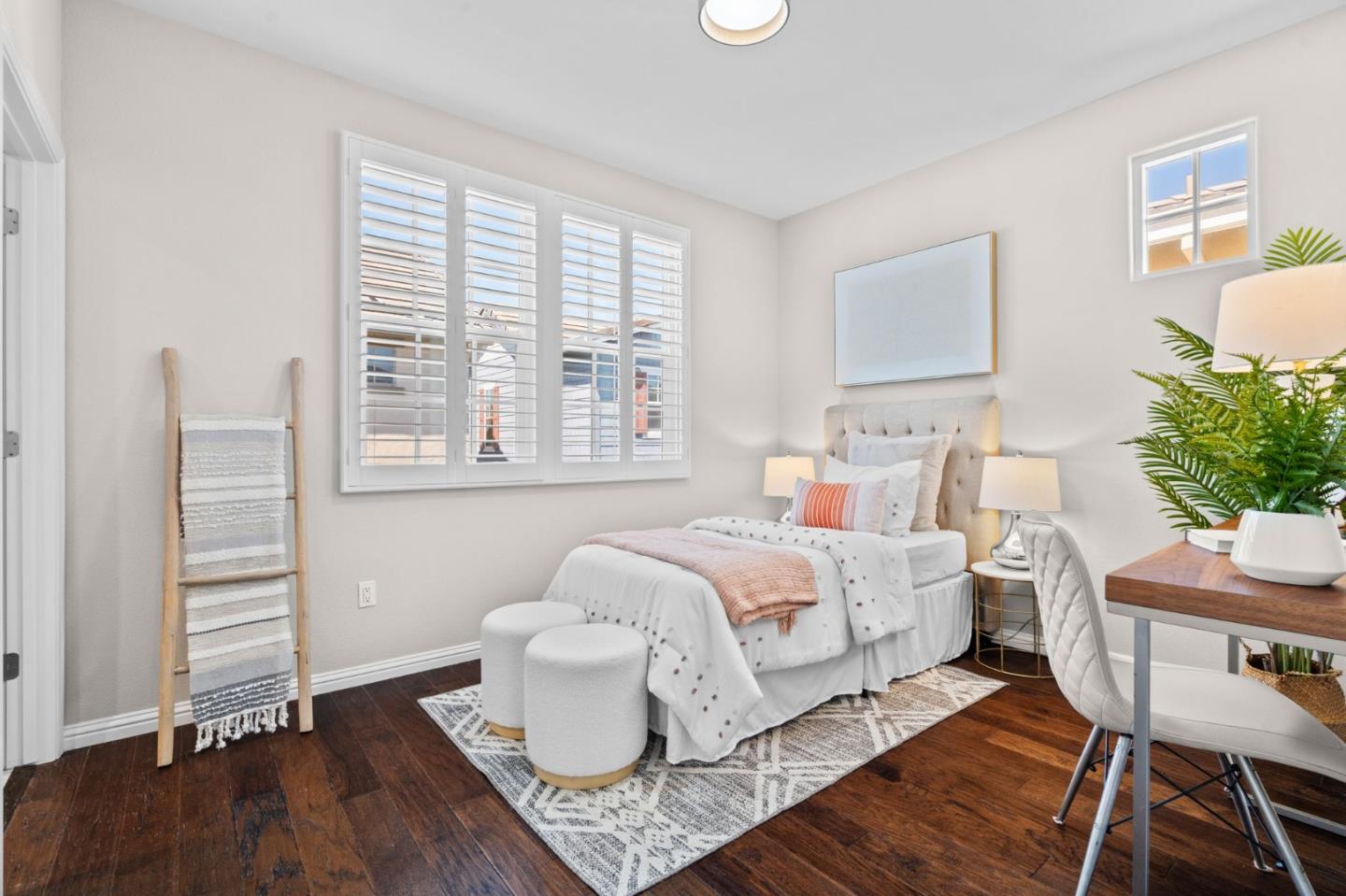 3406 Pyramid Way Mountain View, CA 94043 - Photo 21 of 41 a bedroom with a bed and wooden floor