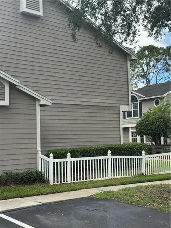 a view of a yard with a large trees