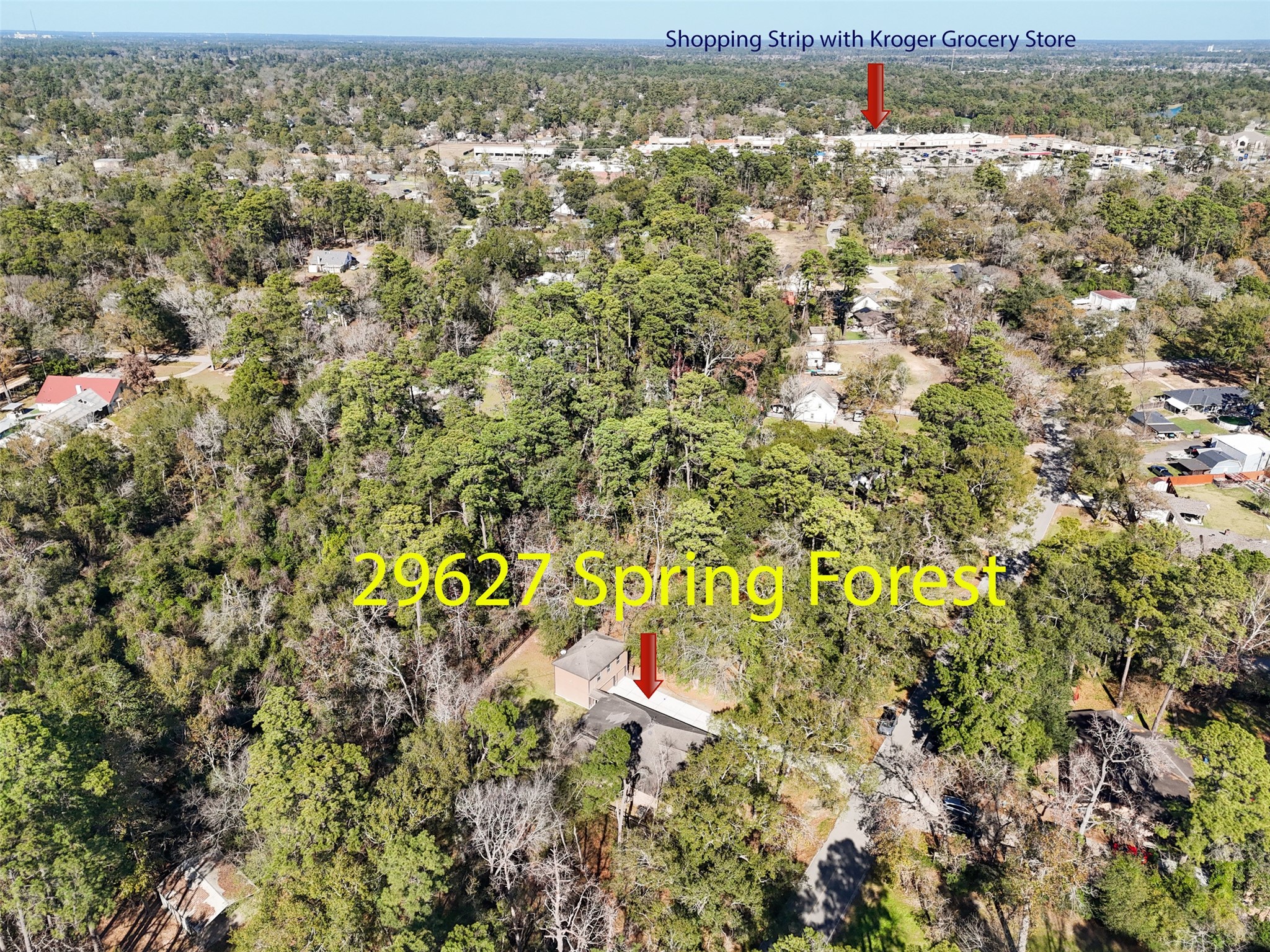 29627 Spring Forest Drive Spring, TX 77386 - Photo 34 of 35 an aerial view of a houses with a yard