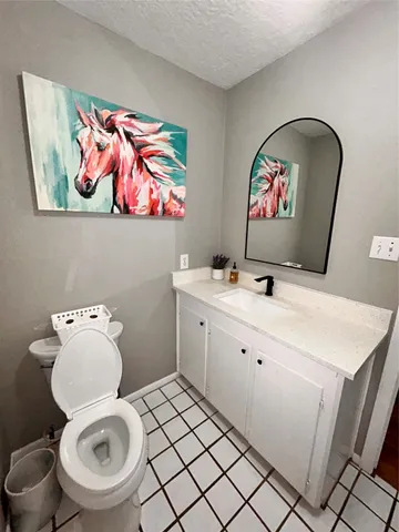 a bathroom with a toilet a sink and mirror