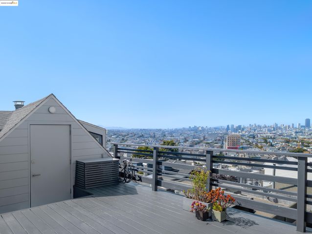 a view of a terrace with a bench