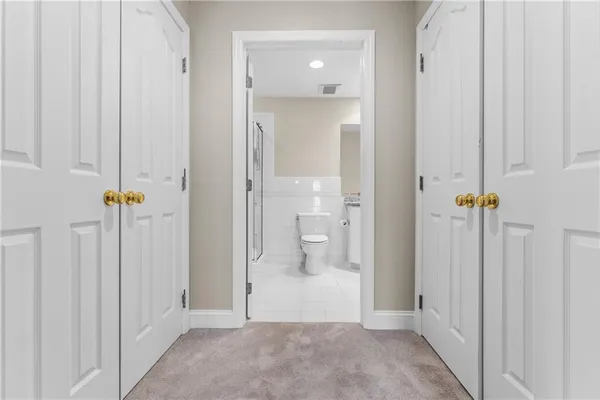 a view of a bathroom with a shower