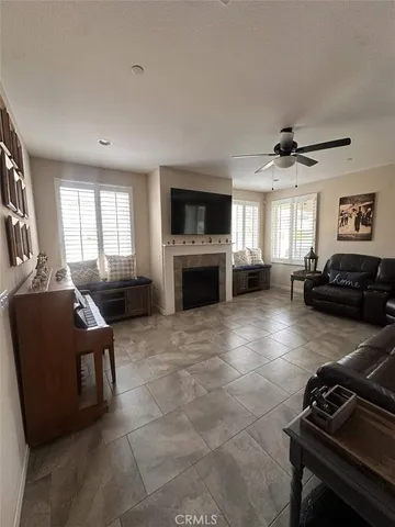 a living room with furniture window and a fireplace