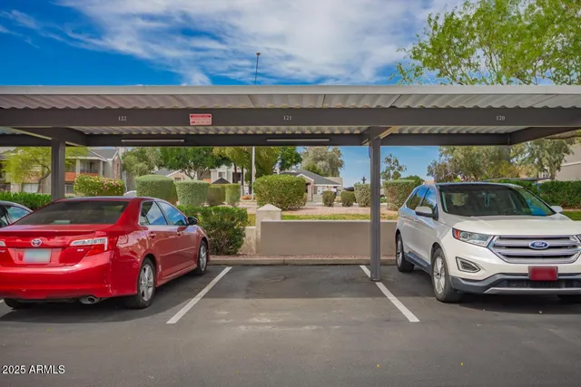 a view of a car in garage