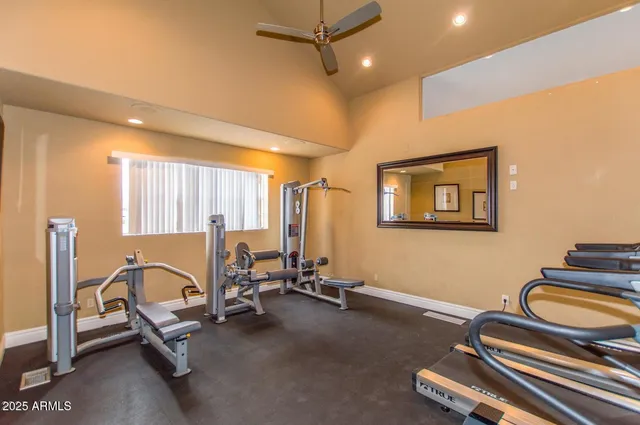 a view of a room with gym equipment