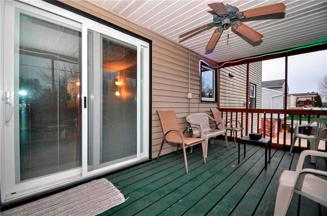 an outdoor space with seating