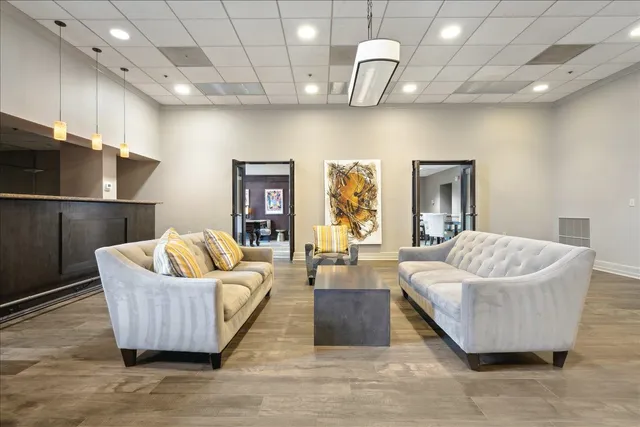 a living room with furniture and a couch