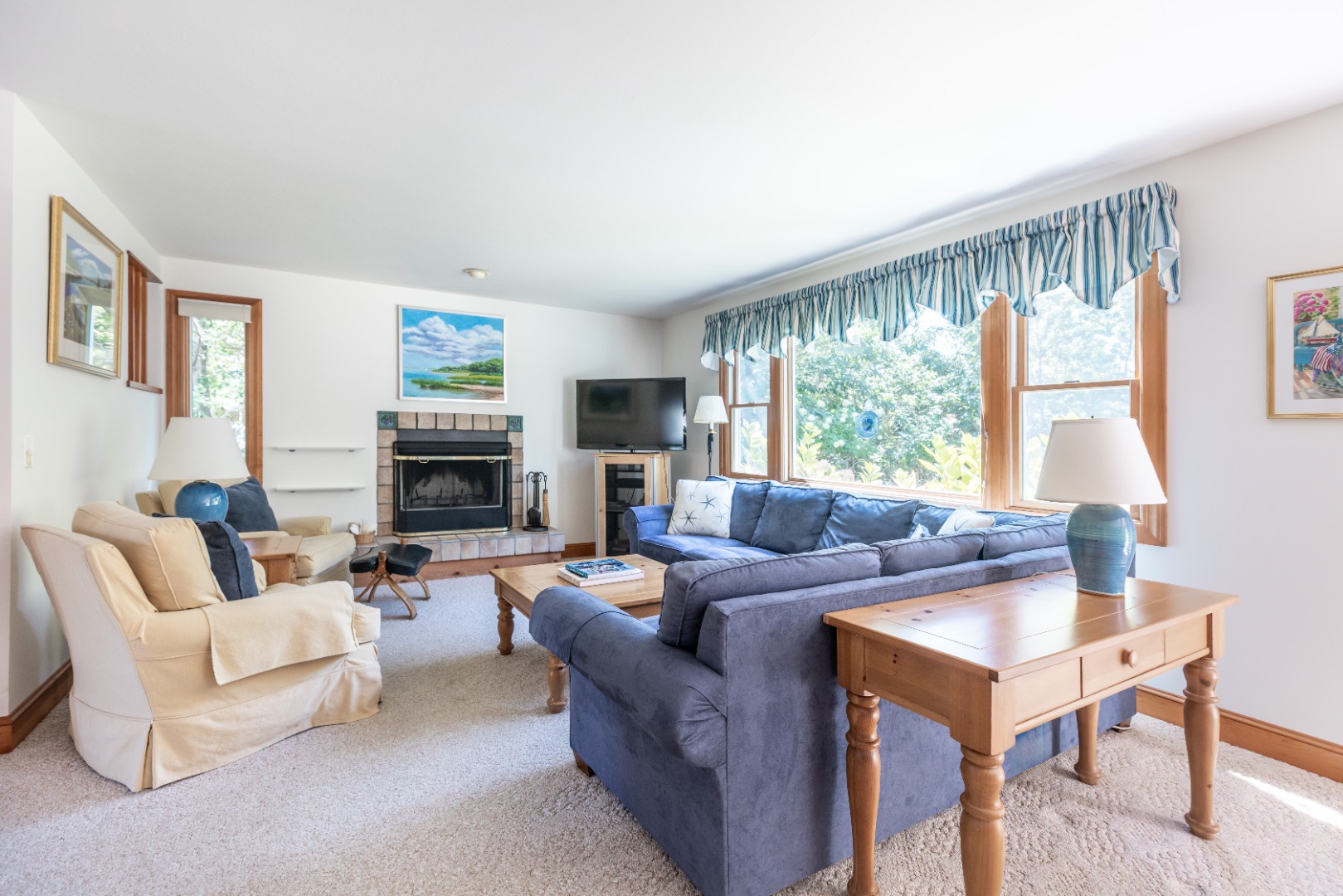 8 Old Dunham's Corner Way Edgartown, MA 02539 - Photo 12 of 37 Living area with wood burning fireplace
